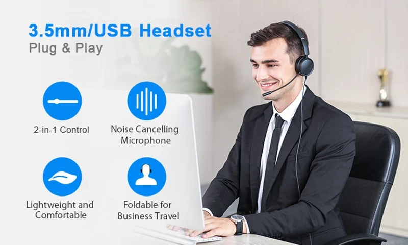 usb telephone headset with microphone