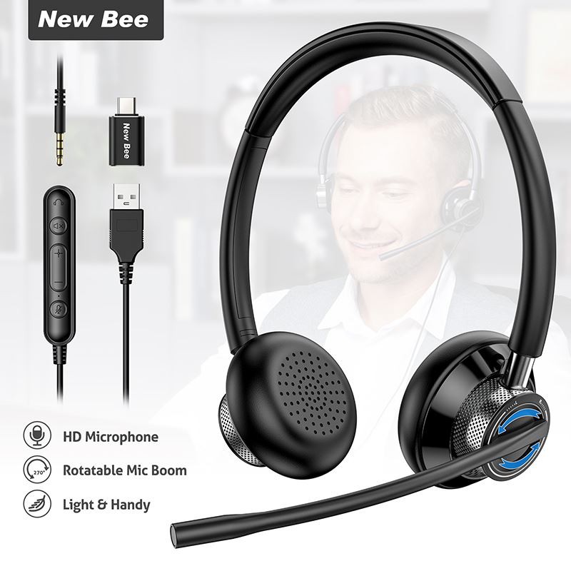 Kabelgebundenes 3,5-mm-USB-PC-Headset mit Mikrofon