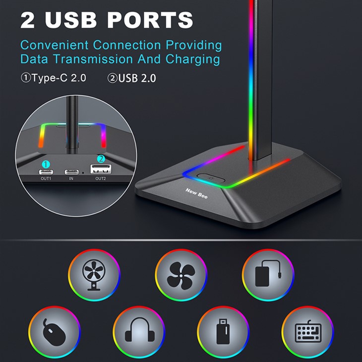 headset stand with usb